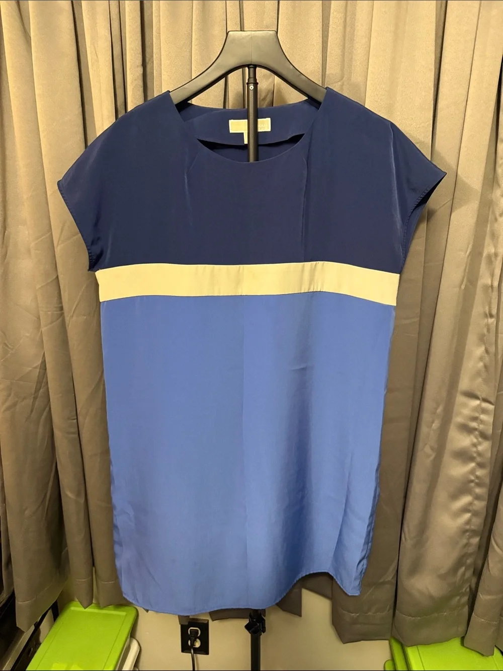 Michael Kors Navy, Light Blue & Cream Colorblock Tunic Dress